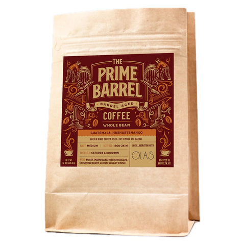 The Prime Barrel x OLAS Roasters Guatemala Huehuetenango Collab Barrel Aged Whole Bean Coffee