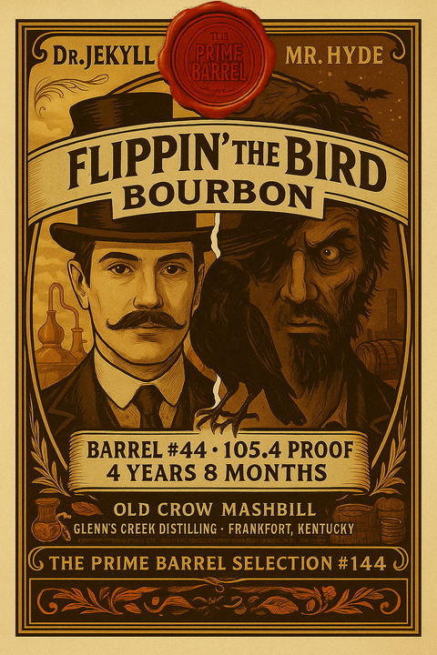 Selection #144: Glenn's Creek "Jackyll & Hyde" Flippin' The Bird Barrel Sticker