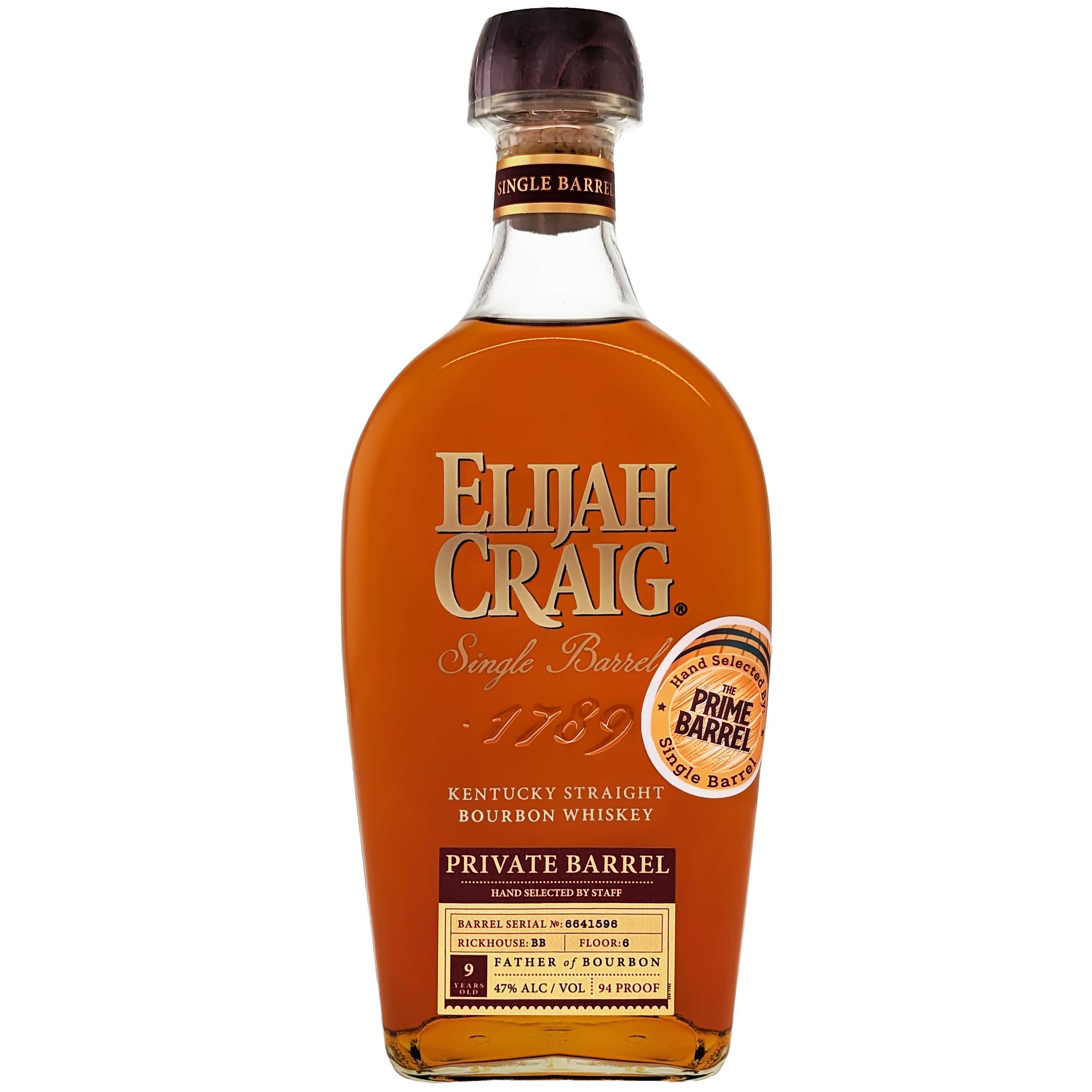 Elijah Craig 9 Years Single Barrel Kentucky Straight Bourbon Whiskey T Prime Barrel Single