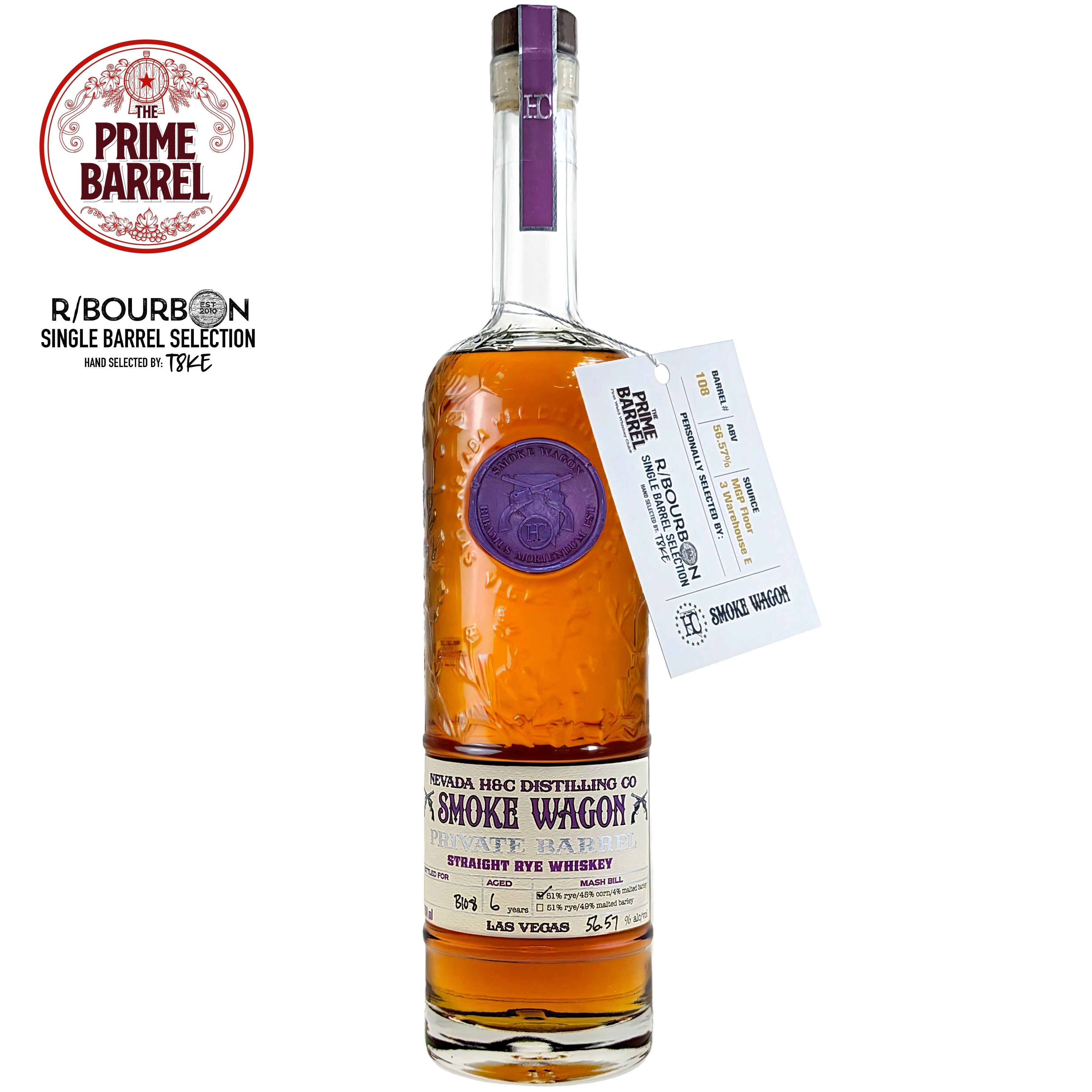 Smoke Wagon Private Barrel 6 Year Old Straight Rye Whiskey The Prime B