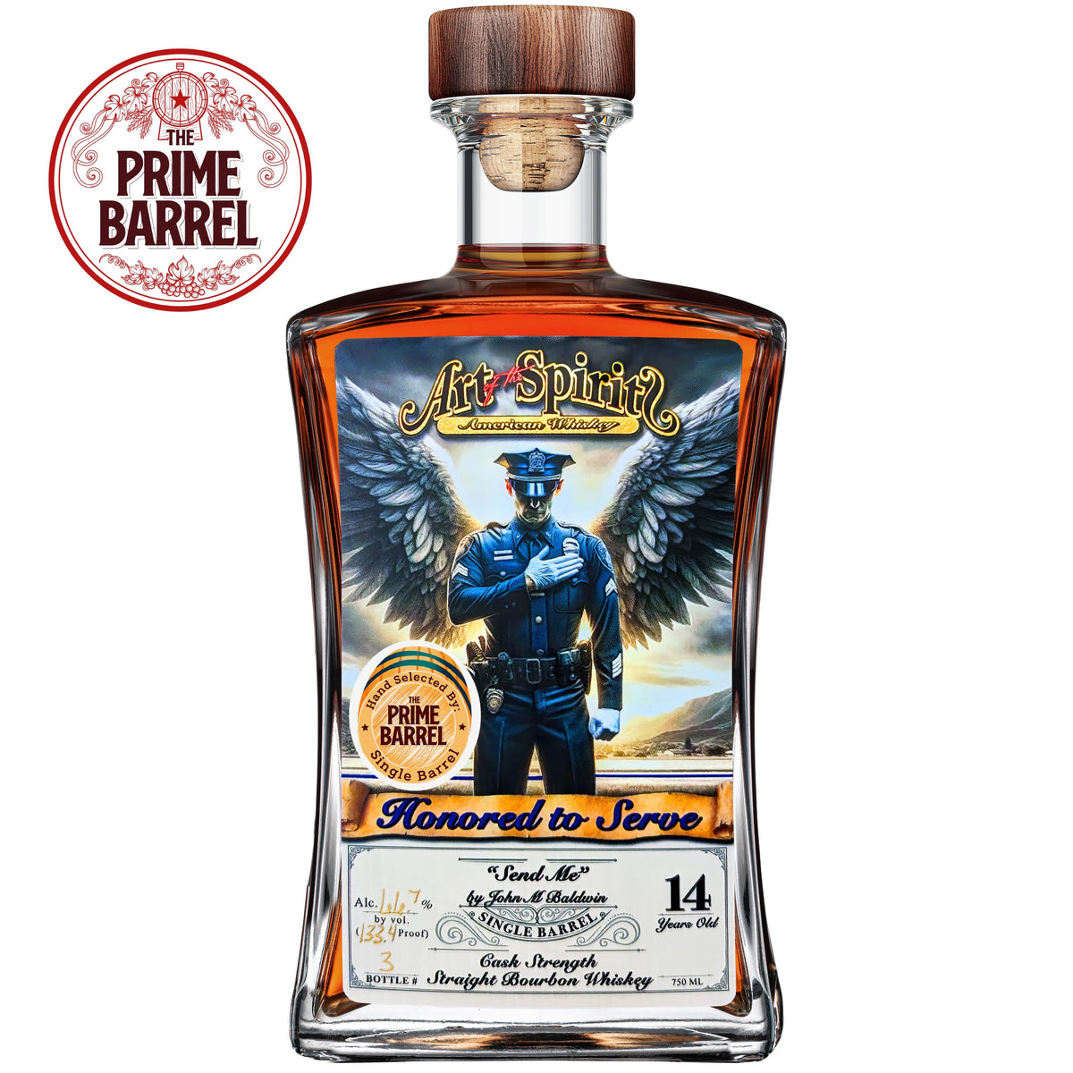 Art of The Spirits "Honored To Serve" 14 Year Old Single Barrel Bourbon The Prime Barrel Pick #104 bottle