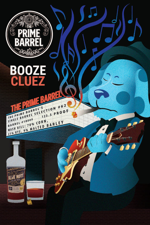 Blue Note Juke Joint Uncut "Booze Cluez" Single Barrel Straight Bourbon Whiskey The Prime Barrel Pick #62