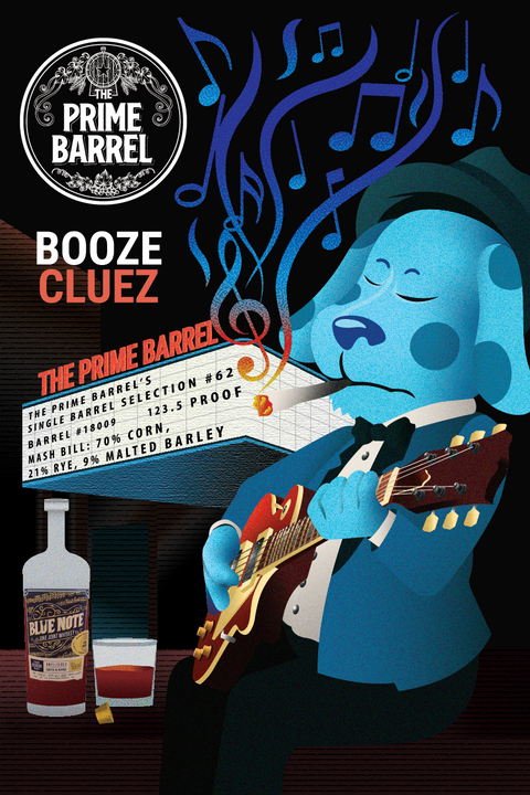 Blue Note Juke Joint Uncut "Booze Cluez" Single Barrel Straight Bourbon Sticker | The Prime Barrel