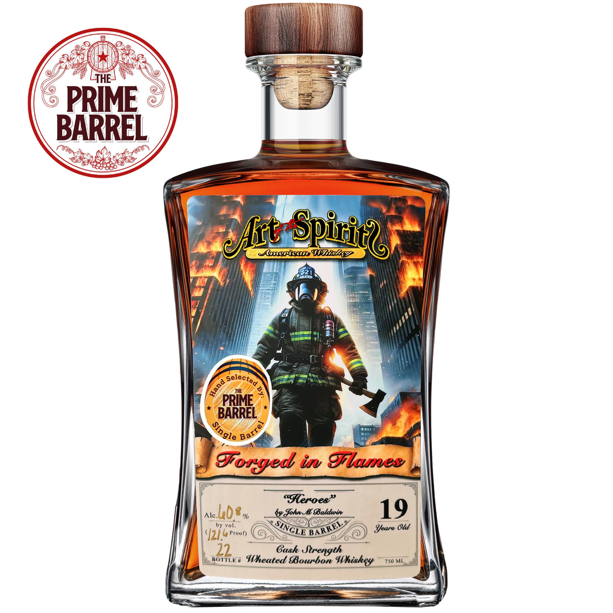 Art of The Spirits "Heroes" 19 Year Old Wheated Single Barrel Bourbon The Prime Barrel Pick #105 bottle