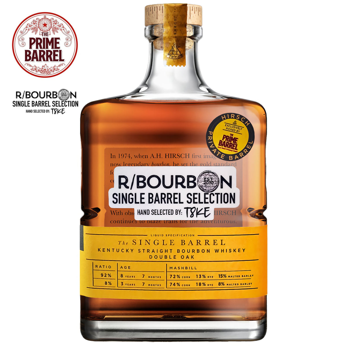 Hirsch 8 Year Old "If you Willett, it will come" Single Barrel High Rye Bourbon The Prime Barrel x R-Bourbon Pick bottle back view