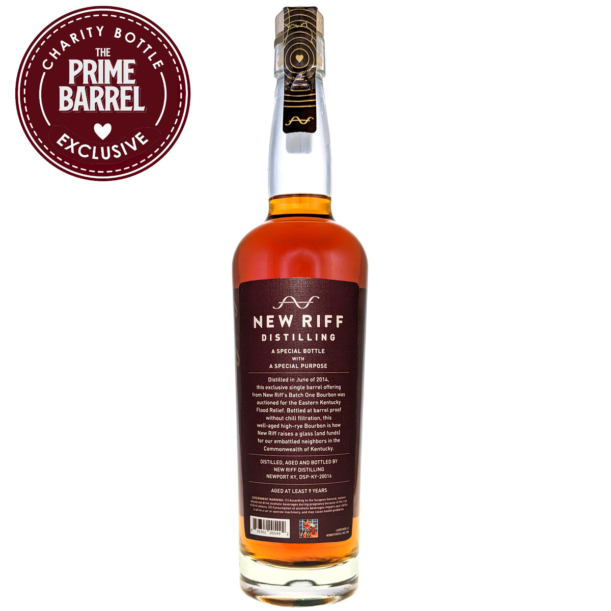 New Riff Distilling "One of One" 9 Year Single Barrel Straight Bourbon Whiskey The Prime Barrel Pick bottle back view