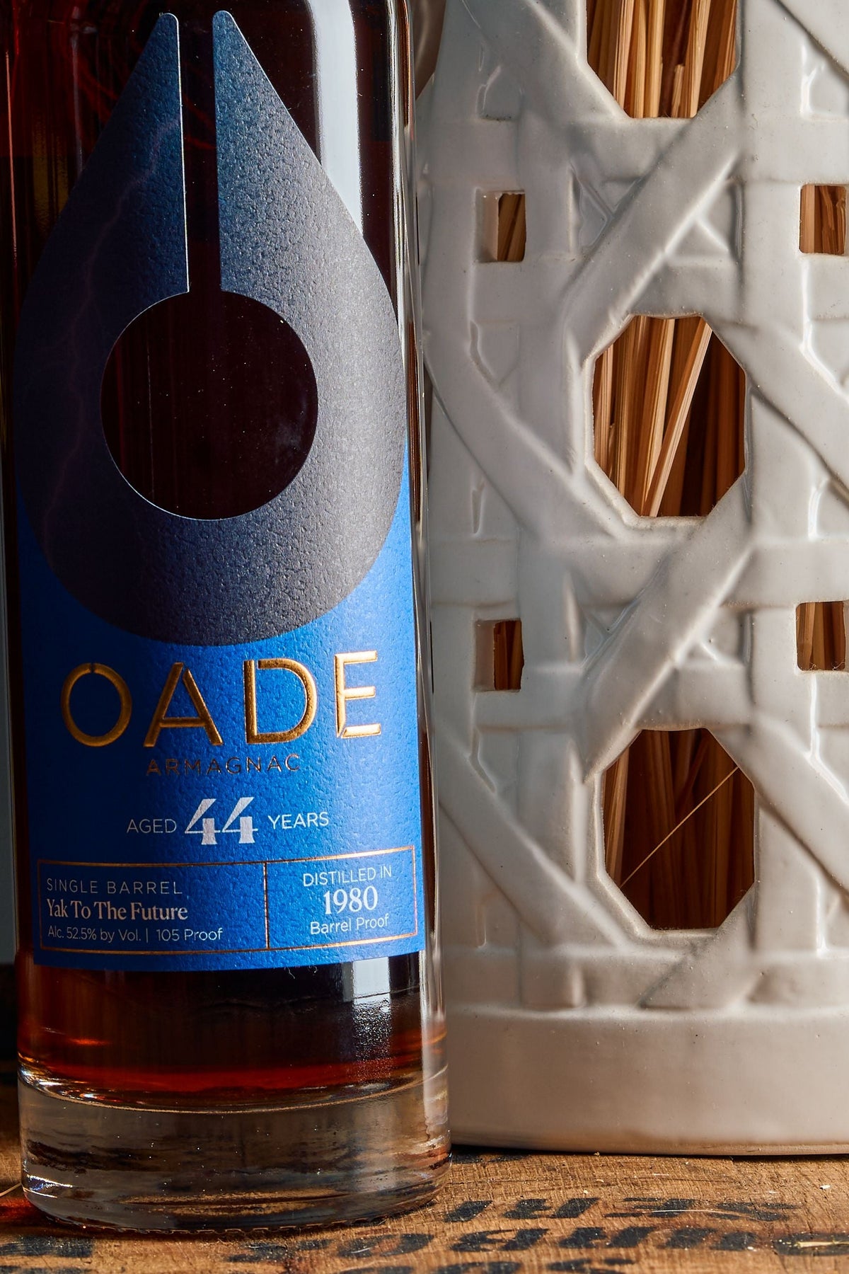 OADE Yak To The Future 1980 Armagnac label close-up