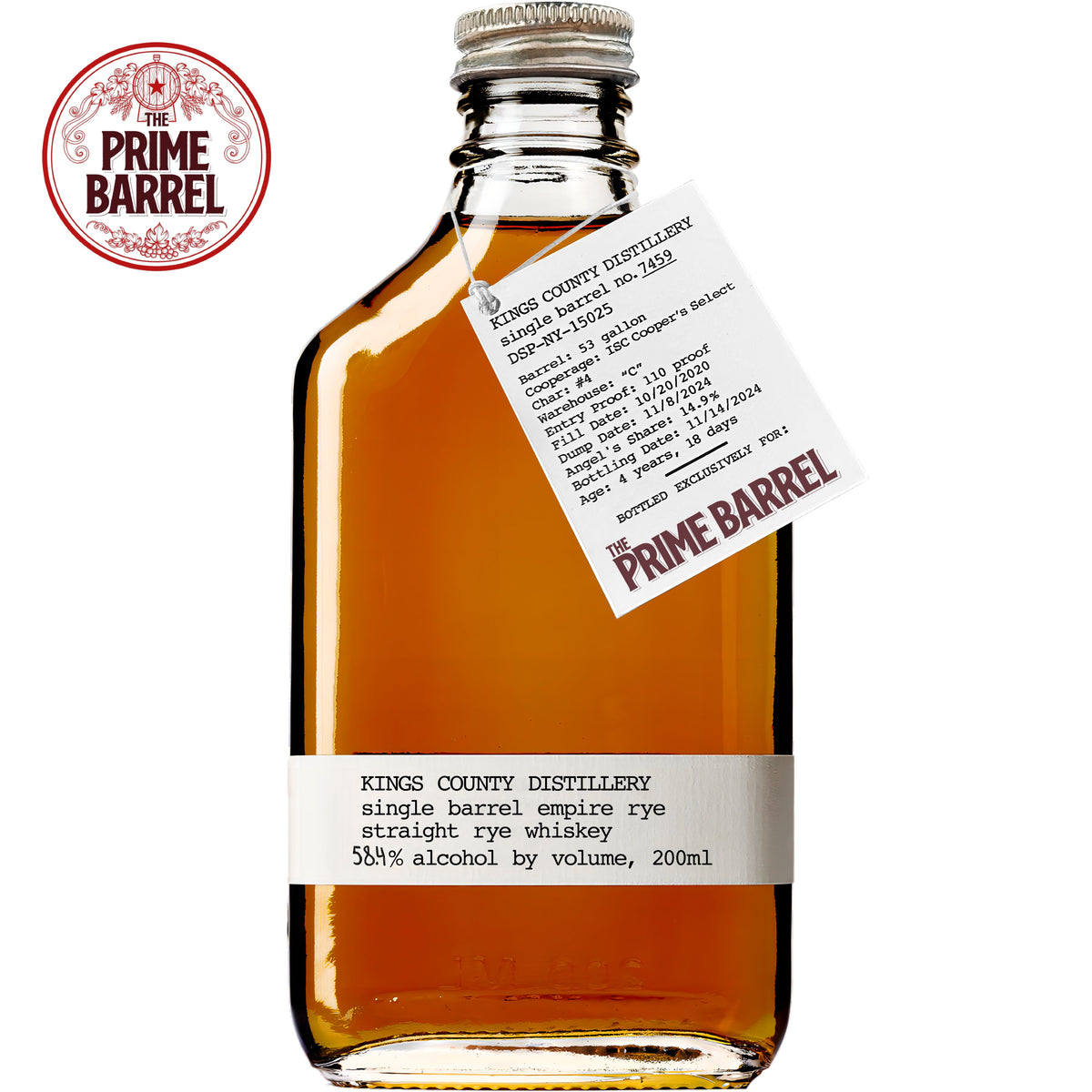 Kings County Distillery "Empire State Of Mind" Private Barrel Empire Rye The Prime Barrel Pick #116 200ml bottle