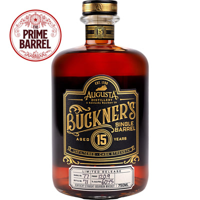 Augusta Distillery “Winged Wildebeest” Buckner's 15 Years Cask Strength Single Barrel Bourbon The Prime Barrel Pick #127 bottle front view