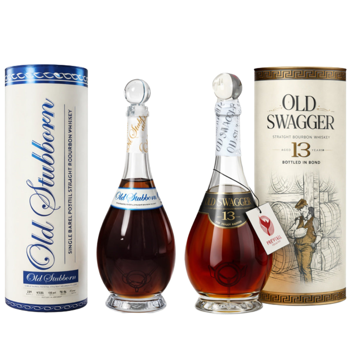 Rising Tide Spirits Bundle #1: Old Stubborn Single Barrel Wheated Potstill Straight Bourbon + Old Swagger 13 Year Bottled-In-Bond Bourbon bottle