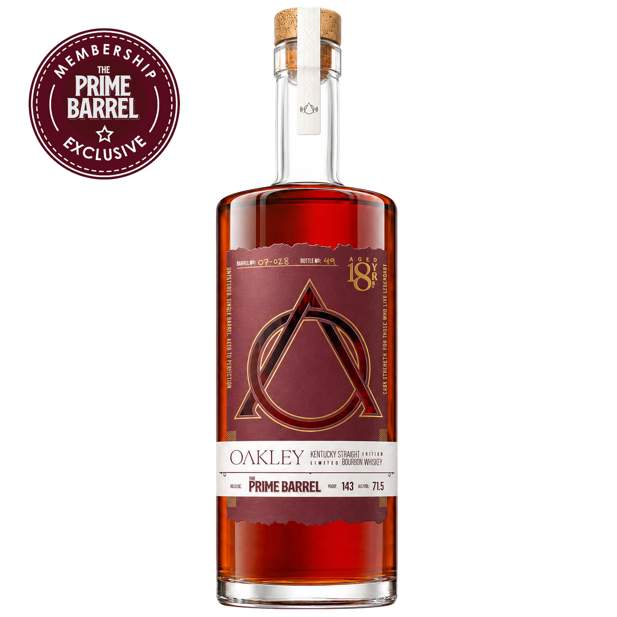 Oakley 18 Year Old Kentucky Straight Bourbon Whiskey The Prime Barrel Pick #158